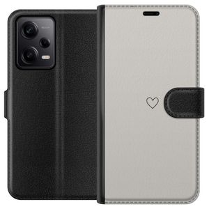 Xiaomi Redmi Note 12 Pro Svart Plånboksfodral Grått hjärta