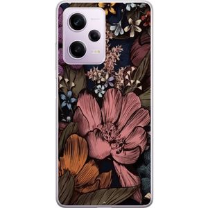 Xiaomi Redmi Note 12 Pro Transparent Mobilskal Tecknade blommor
