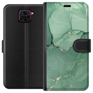 Xiaomi Redmi Note 9 Svart Plånboksfodral Grön Marmor