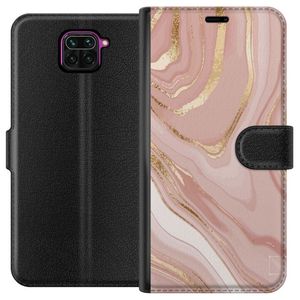 Xiaomi Redmi Note 9 Svart Plånboksfodral Ljusrosa marmor
