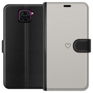 Xiaomi Redmi Note 9 Svart Plånboksfodral Grått hjärta