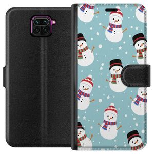 Xiaomi Redmi Note 9 Svart Plånboksfodral Snögubbar
