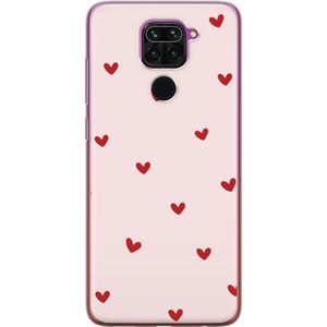 Xiaomi Redmi Note 9 Transparent Mobilskal Små Hjärtan