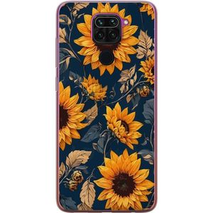 Xiaomi Redmi Note 9 Transparent Mobilskal Solrosor