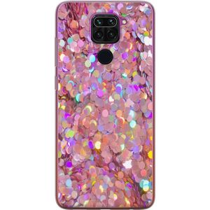 Xiaomi Redmi Note 9 Transparent Mobilskal Glitter