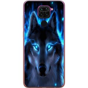 Xiaomi Redmi Note 9 Transparent Mobilskal Blå Varg