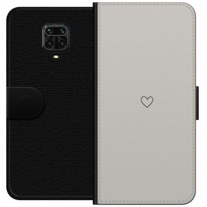 Xiaomi Redmi Note 9S Svart Plånboksfodral Grått hjärta