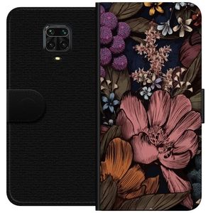 Xiaomi Redmi Note 9S Svart Plånboksfodral Tecknade blommor