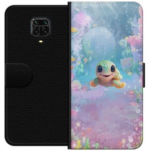 Xiaomi Redmi Note 9S Svart Plånboksfodral Glad Sköldpadda