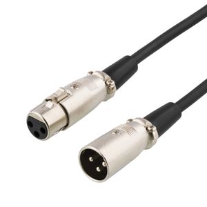 XLR lydkabel 3-pins hann til hunn 5 meter – sort