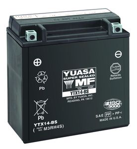 Yuasa 12V YTX14-BS MC-batteri 12Ah 150 x 87 x 145 mm
