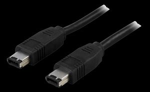 DELTACO FireWire-kabel 6-pins hann-til-hann 2 m - svart