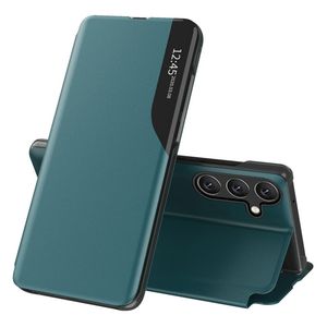 Samsung Galaxy A27 5G Kotelo Näkymäikkuna Jalusta PU-nahka - Vihreä