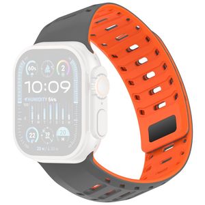 Apple Watch 49/46/44/42mm Klockarmband i Silikon Magnetisk - Grå/Orange