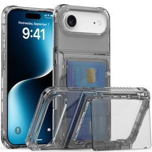 iPhone 17 Air Kuori, Jalusta, Korttipaikka - läpinäkyvä musta
