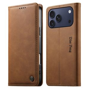 DIERFENG iPhone 18 Pro Max/17 Pro Max Lommeboketui RFID-blokkerende - Brun