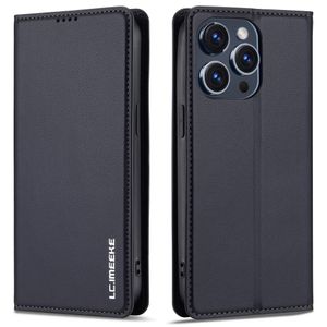 LC.IMEEKE iPhone 15 Pro Wallet Cover PU Leather Stand - Black