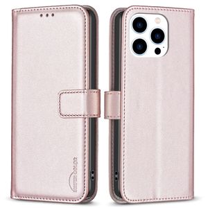 BINFEN COLOR iPhone 16 Pro Max Wallet Cover with Stand – Rose Gold