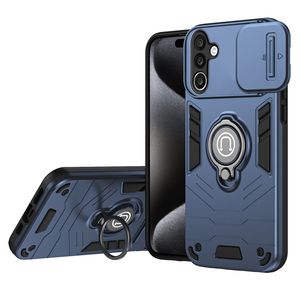 Samsung Galaxy A27 5G Kuori Liukuva Kameransuoja Sormuksenpidike - Sininen
