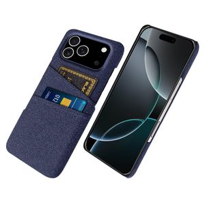 iPhone 17 Pro Kuori, Tekstiili, 2 Korttipaikka - sininen