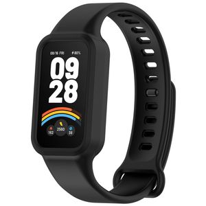 Xiaomi Smart Band 9 Active/Redmi Band 3 Silikonikelloranneke kuorella - Musta