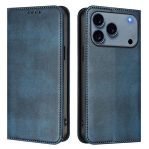 iPhone 18 Pro/17 Pro Lommeboketui PU-skinn RFID-blokkering - Blå