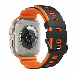 Apple Watch 49/46/44/42mm Tvåfärgat Klockarmband Silikon - Svart/Orange