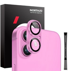 NORTHJO iPhone 16/16 Plus Kamera Linsebeskyttelse Metall Glass - Rosa