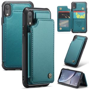 CASEME C22 Plånboksskal med RFID för iPhone XR – Grön