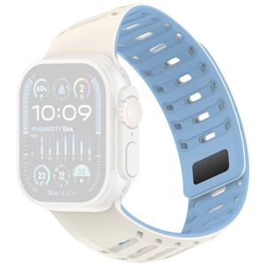 Apple Watch 49/46/44/42mm Klockarmband i Silikon Magnetisk - Vit/Blå
