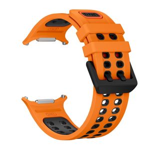 Samsung Galaxy Watch Ultra/Ultra2 Tofarget silikon klokkerem med dobbel spenne - Oransje/Svart