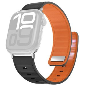 AHASTYLE BO06 Apple Watch 42/41/40/38mm Klockarmband i Läder - Svart/Orange