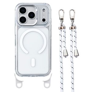 iPhone 17 Pro Max MagSafe Kuori Kantohihnalla - Läpinäkyvä Valkoinen