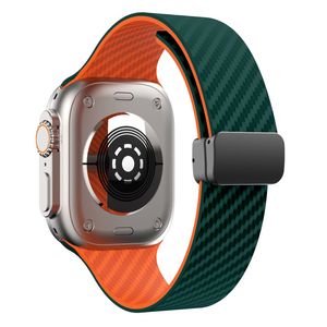 Apple Watch 42 / 41/ 40 / 38mm Klockarmband kolfibertextur - Turkos/Orange