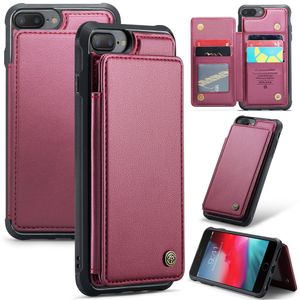 CASEME iPhone 6 Plus/6s Plus/7 Plus/8 Plus Cover med 5 Kortplads - Rød