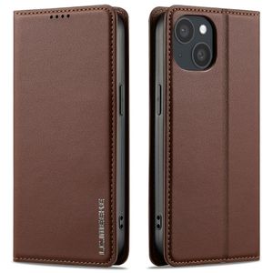 LC.IMEEKE iPhone 14/13 Wallet Cover Stand PU Leather - Brown