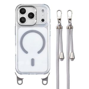 iPhone 17 Pro Max MagSafe-kuori kantohihnalla - läpinäkyvä harmaa