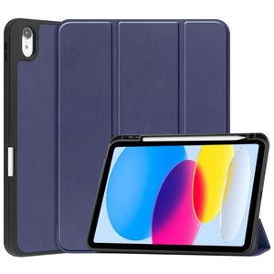 iPad A16 11" 2025/10.9" 2024 Tri-fold flip cover i PU-læder med holder til styluspen - Blå