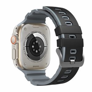 Apple Watch 49/46/44/42mm Tvåfärgat Klockarmband Silikon - Svart/Grå