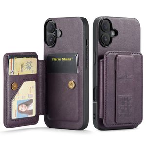 FIERRE SHANN iPhone 16 Case with Card slots - Purple