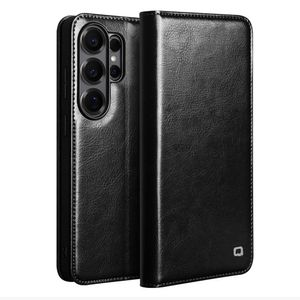 QIALINO Samsung Galaxy S26 Ultra Lommeboketui i Ekte Skinn - Svart