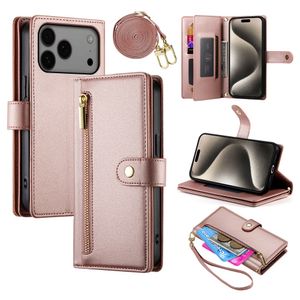 iPhone 17 Pro Max Lompakkokotelo Kantohihna - pinkki