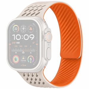 Apple Watch 42 / 41/ 40 / 38mm Klockarmband i Silikon - Vit/Orange