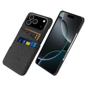 iPhone 17 Pro Skal i Textil med 2 Kortfack - Svart