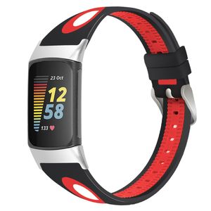Fitbit Charge 6 / 5 Tofarget Klokkereim - Svart / Rød