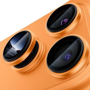 iPhone 18 Pro Linsskydd Härdat Glas Metal Ring - Orange