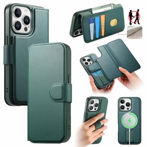 CASENEO iPhone 15 Pro MagSafe Wallet Cover Detachable Wallet - Green