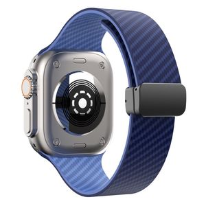 Apple Watch 49 / 46 / 44 / 42mm Klockarmband kolfibertextur - Blå