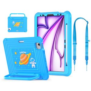 Lasten kuori jalustalla iPad Airille/Prolle 11" - vaaleansininen