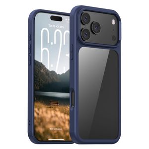 IPAKY iPhone 18 Pro Max/17 Pro Max Läpinäkyvällä takaosalla varustettu kuori - Tummansininen